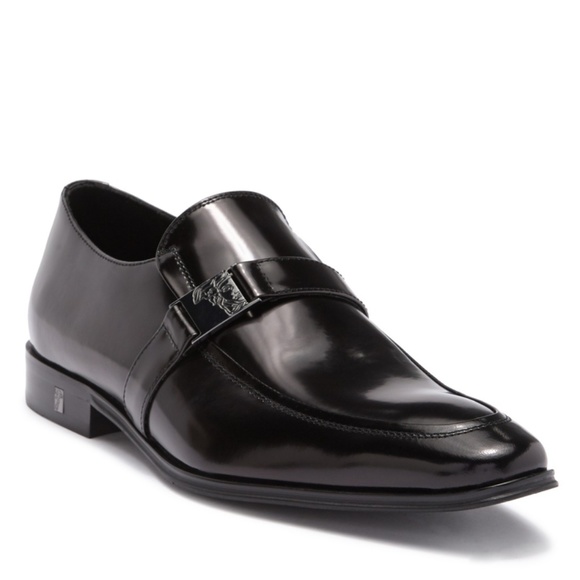VERSACE Men's Black Leather Slip-On Loafers - Picture 2 of 7